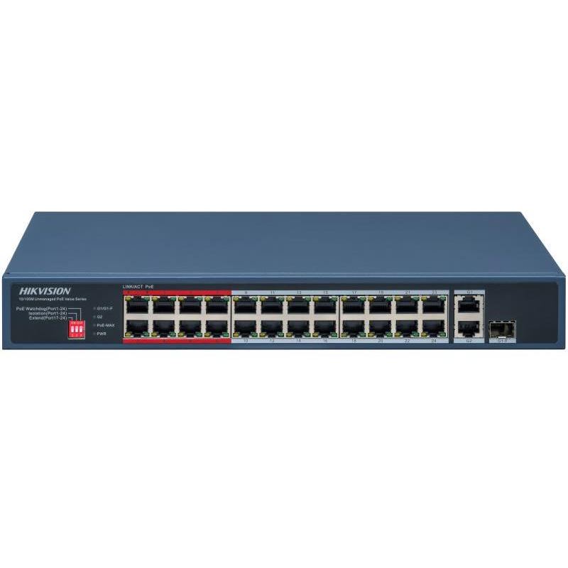DS-3E0326P-E/M(C) Switch 24x 100 TX PoE, 1 Gb RJ45 port, 1 Gb combo port; 230W