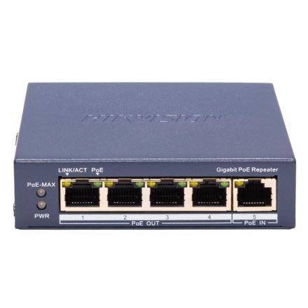 DS-3E0505P-E/R Gigabit PoE Repeater 1× PoE IN port + 4× PoE OUT