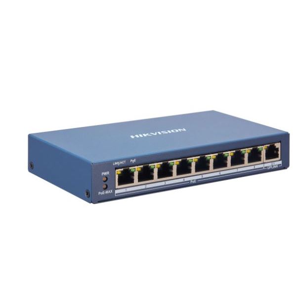 DS-3E1309P-EI Smart managed switch 8x 100TX PoE + 1x Gb uplink, 110W, Super PoE