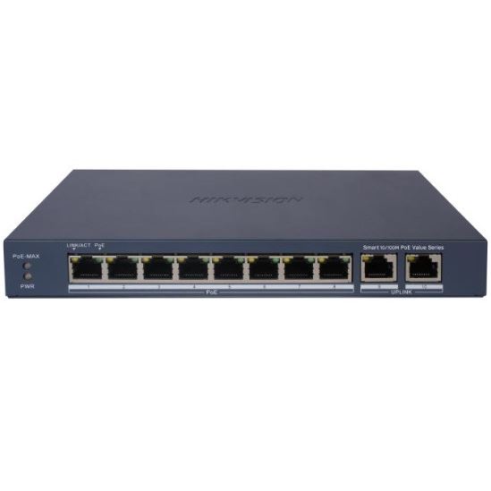 DS-3E1310P-EI/M Smart managed switch 8x 100TX PoE + 2x Gb uplink, 60W, Super PoE
