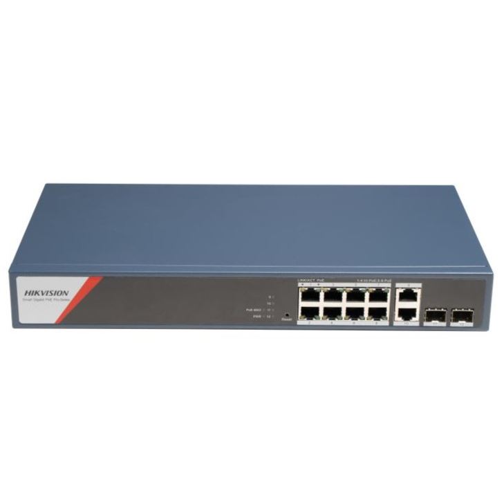 DS-3E1512HP-SI-8P2T2F Smart managed switch 8x Gb PoE + 2xGb SFP Uplink + 2xGb RJ-45, 130W, Super PoE - dosah až 300m