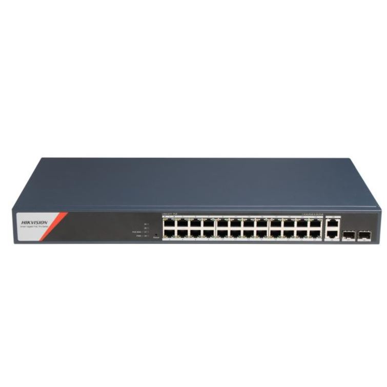 DS-3E1528HP-SI-24P2T2F Smart managed switch 24x Gb PoE + 2x Gb SFP Uplink + 2x Gb RJ45, 370W, Super PoE - dosah až 300m