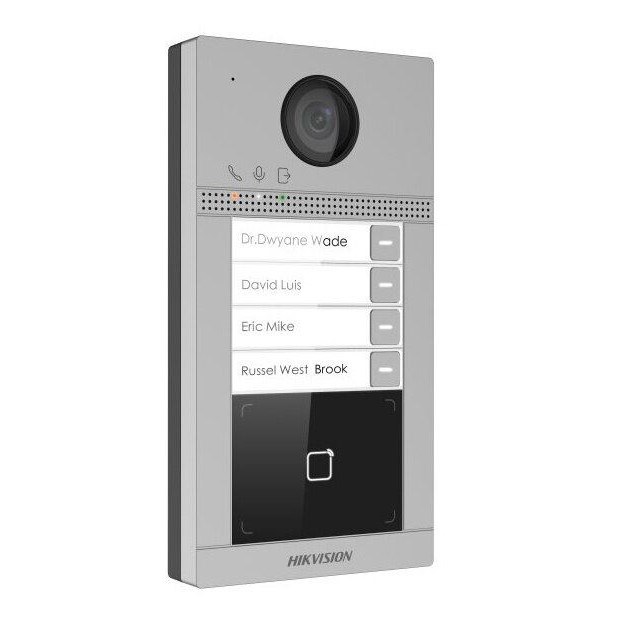 DS-KV8413-WME1/Flush IP dveřní interkom 4-tlač., čtečka karet, 2MPx kamera, WiFi, zápustný