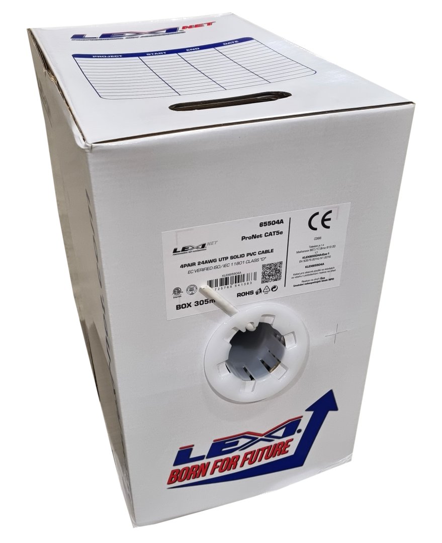 LEXI-Net instalační kabel Cat 5e UTP PVC (Eca) 305m box bílý RAL9003