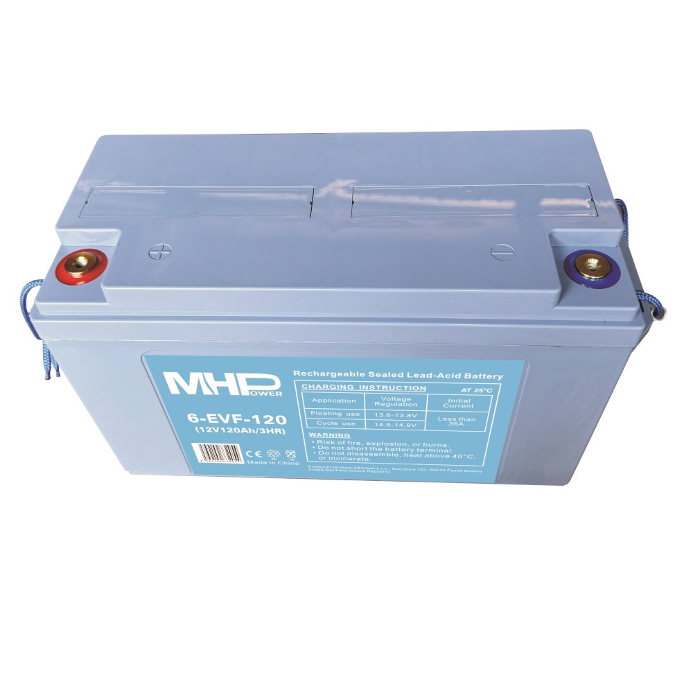 MHPower 6-EVF-120 Trakční gelová baterie 12V/120Ah, Terminál T2 - M8, Deep Cycle