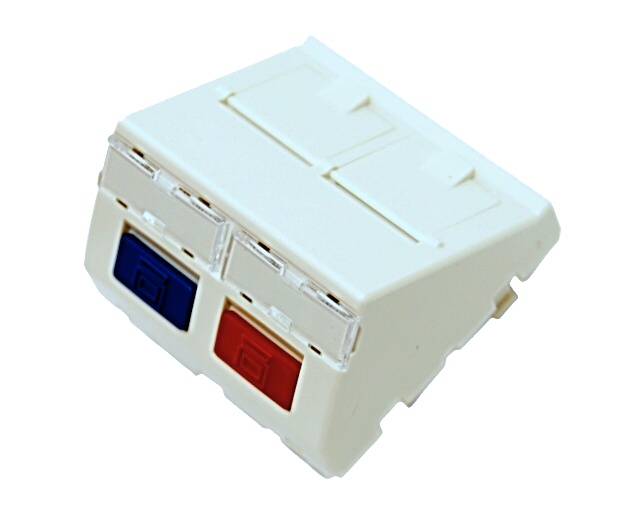 Modul pro 2x keystone 45x45mm 45° s prachovkou