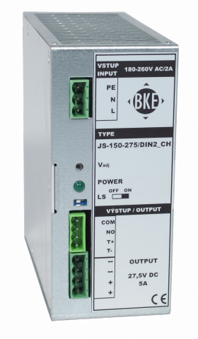 Napájecí zdroj/nabíječ na DIN lištu BKE JS-150-138/DIN2_CH_ODP 13,8 V, 150 W, 10 A, spínaný, PFC