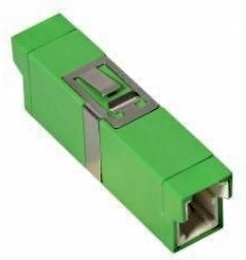 Optická spojka E2000 simplex, SM 9/125, zelená (APC), bez příruby