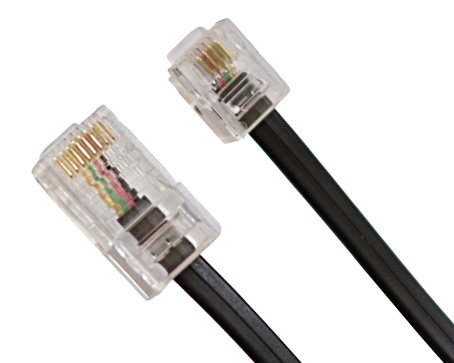 Patch kabel telefonní 4C černý RJ11 6/4 - RJ45 8/8 - 2M