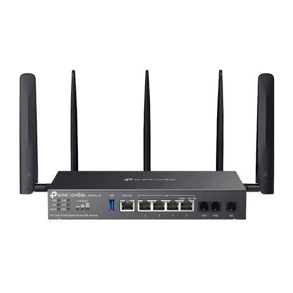 Router TP-Link DR3650v-4G VPN WiFi 6, 1x GWAN + 4x GLAN, 1x DSL, 2x FXS, USB, Omáda SDN