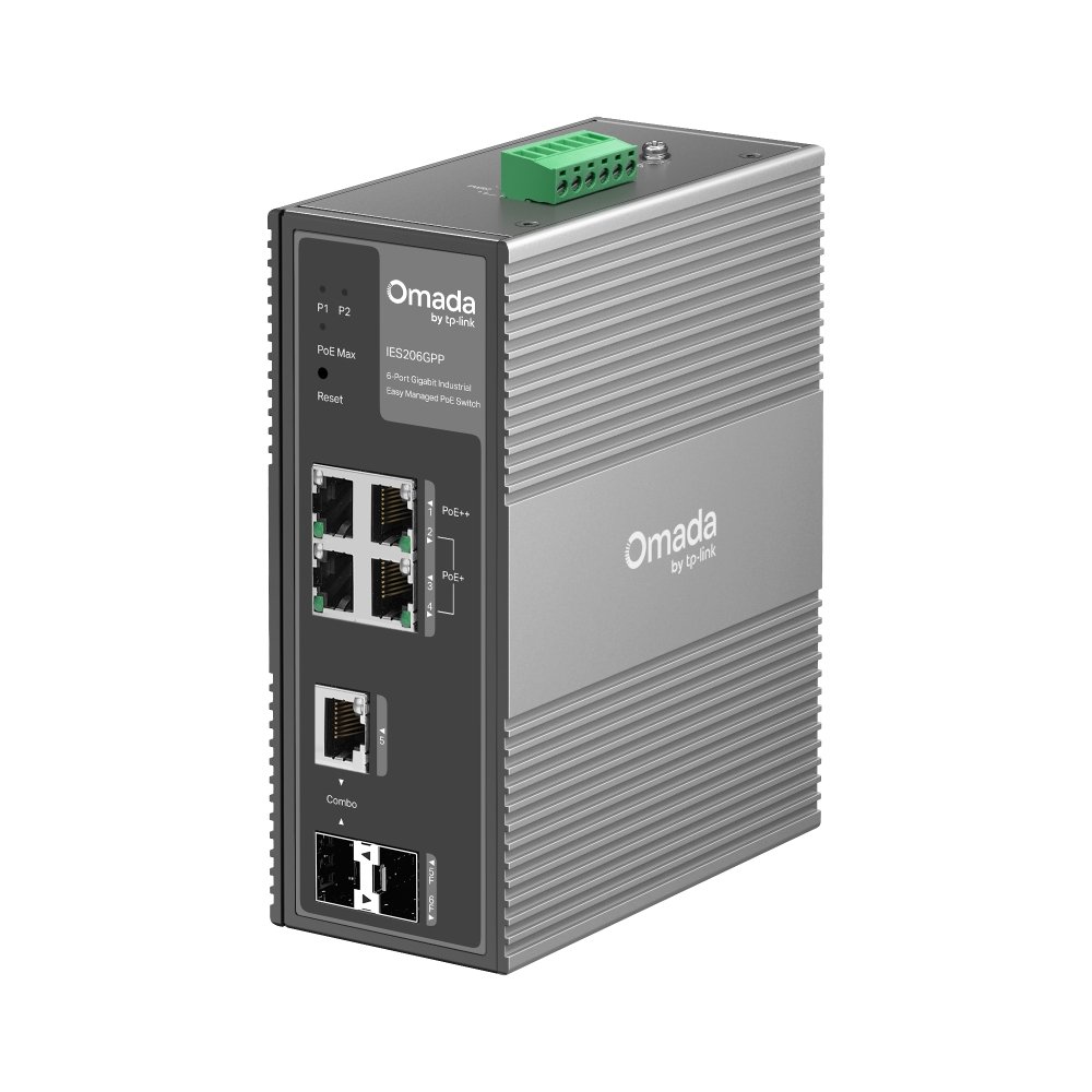 Switch TP-Link IES206GPP průmyslový, 2x SFP combo, 8x GLan s Poe+, 180W, DIN, Omáda SDN